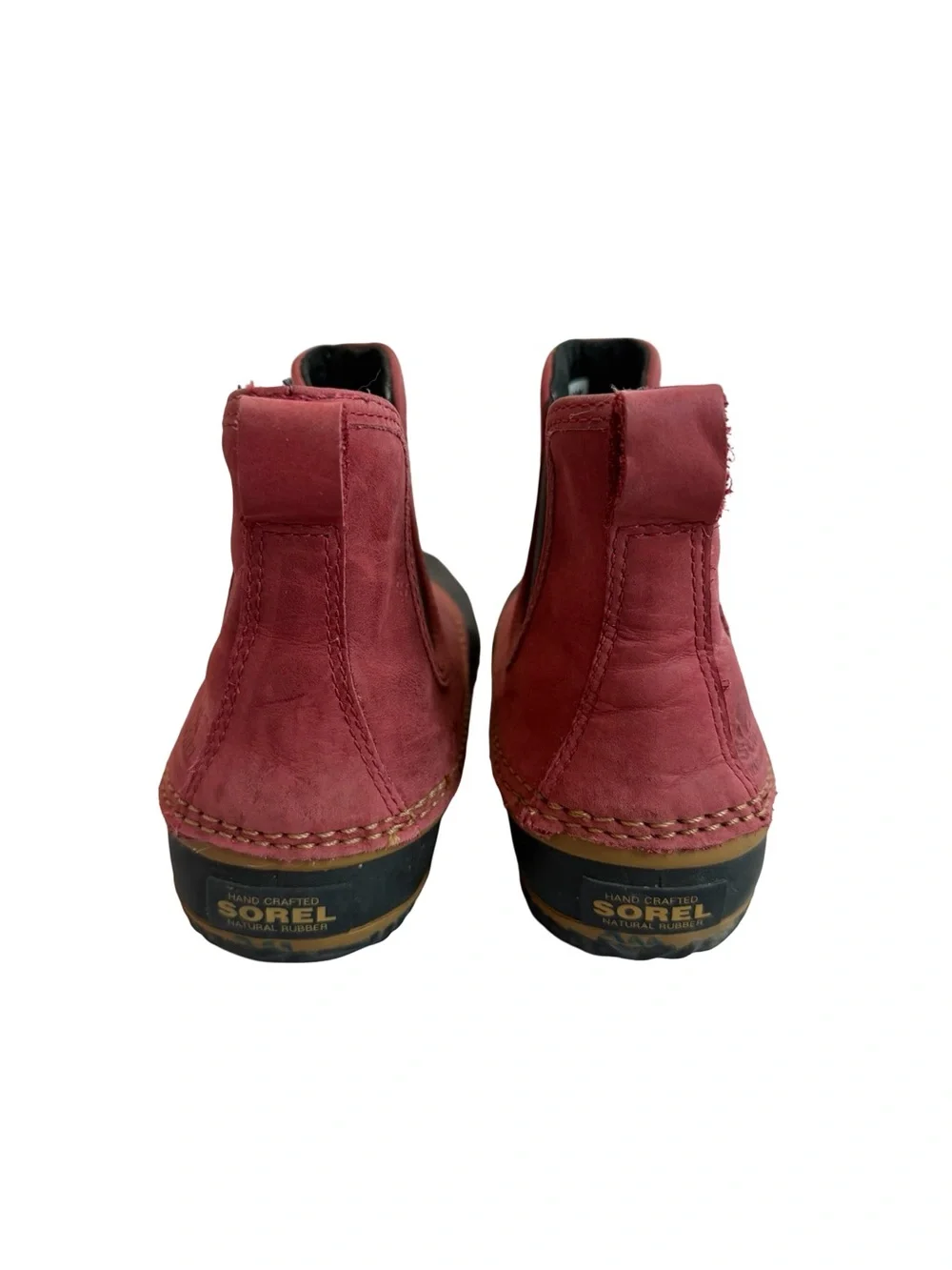Sorel Out 'N About Chelsea Rain Boots Red Waterproof Rubber Ankle Booties Size 8